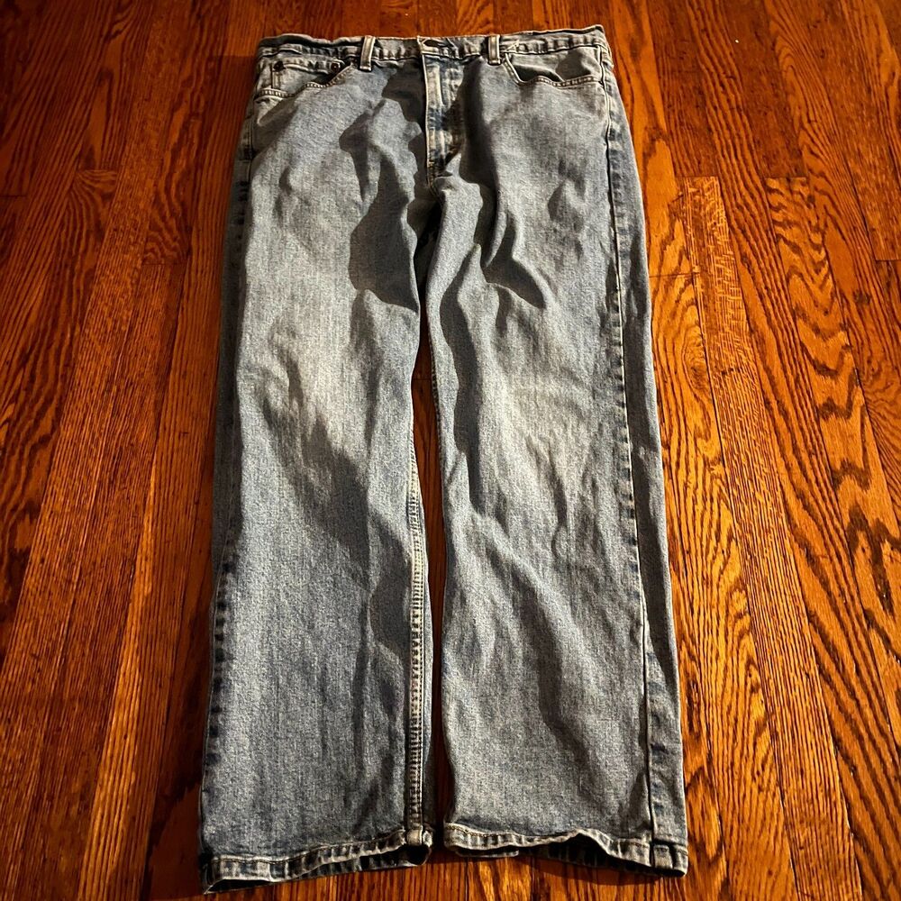 Men's Levi's 505 Regular Fit Straight Leg Jeans Light Wash Blue Denim W38 L30